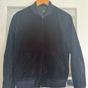 APC Black Corduroy Bomber Jacket Small - 36